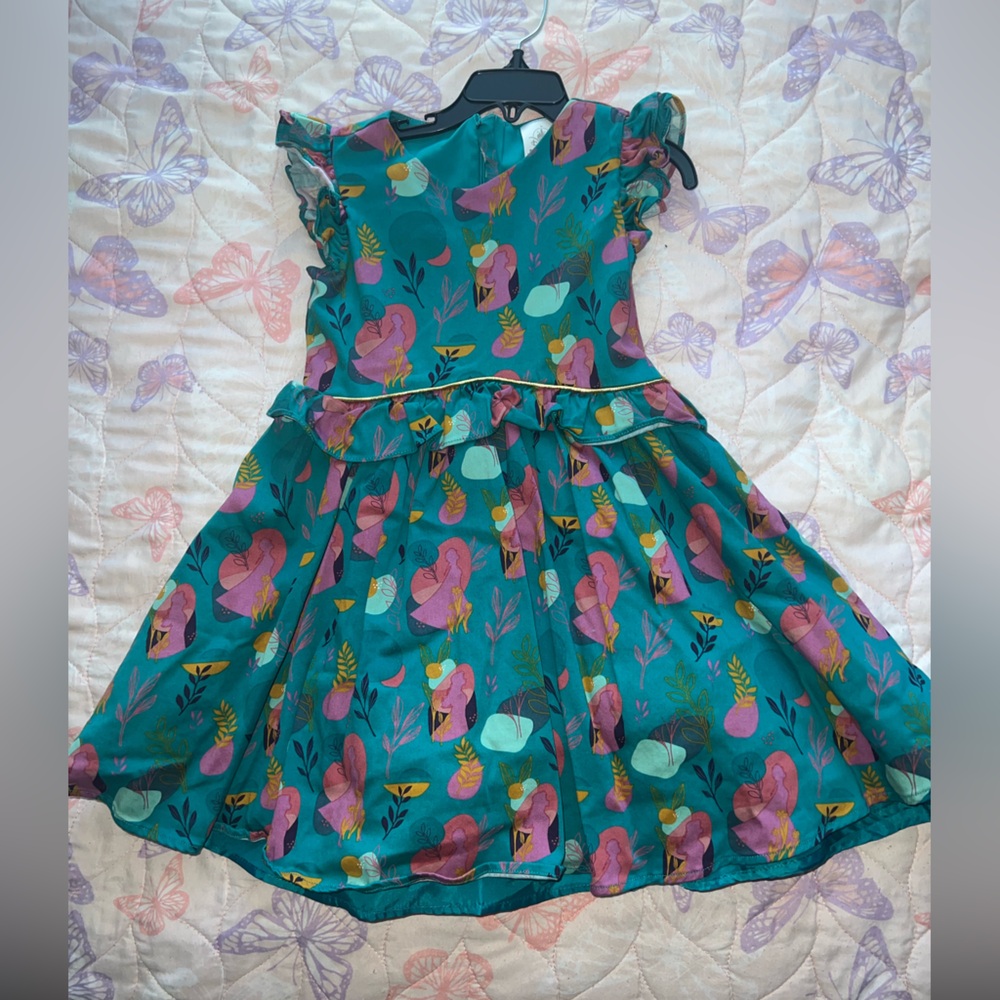 Disney Teal Dress with Pink and Purple Floral Design